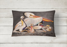 Load image into Gallery viewer, 12 in x 16 in  Outdoor Throw Pillow White Pelicans Canvas Fabric Decorative Pillow