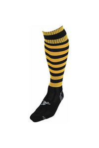 Precision Unisex Adult Pro Hooped Football Socks (Black/Amber Glow)