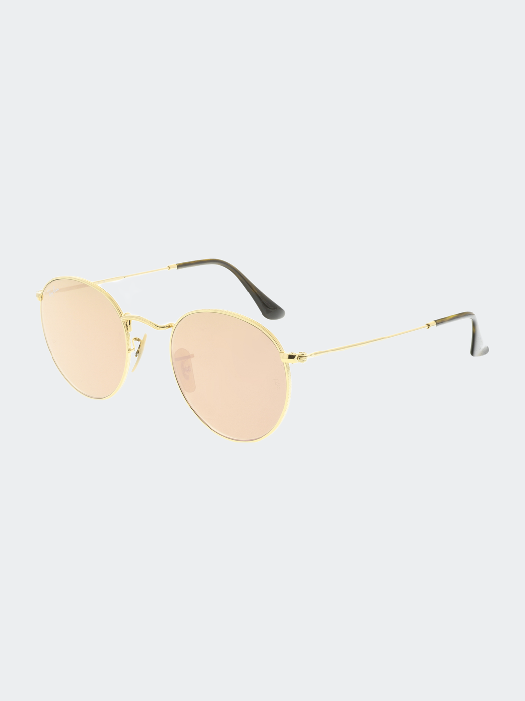 Womens Mirrored Round Flat Gold Sunglasses