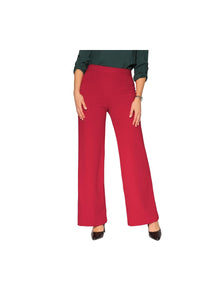 Womens/Ladies High Waist Wide Leg Pants - Red