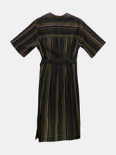 Load image into Gallery viewer, Marni Women&#39;s Dark Olive Short Sleeve Striped Poplin Dress