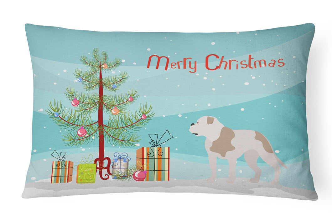 12 in x 16 in  Outdoor Throw Pillow American Bulldog Christmas Canvas Fabric Decorative Pillow