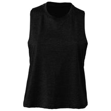 Load image into Gallery viewer, Bella + Canvas Womens/Ladies Racerback Cropped Tank Top (Solid Black Blend)
