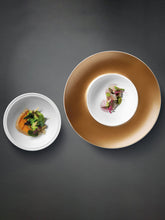 Load image into Gallery viewer, BergHOFF GEM 2PC Deep Presentation Plate And Bowl - White &amp; Gold