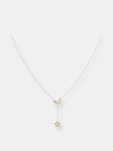 Load image into Gallery viewer, Shooting Star Moon Crescent Diamond Necklace In 14K Yellow Gold Vermeil On Sterling Silver
