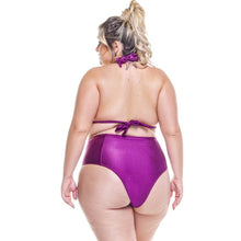 Load image into Gallery viewer, Plus Size Double Lined Fabric Bikini Top With Metal Details In The Straps. Dark Pink Color