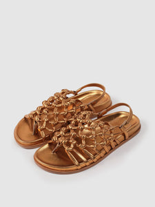 Knotted Sandal on Footbed Gold Nappa