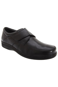 Mens Fuller Fitting Superlight Touch Fastening Leather Shoes - Black