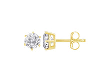 Load image into Gallery viewer, 14K Yellow Gold Round Cut Diamond Earrings
