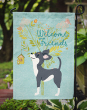 Load image into Gallery viewer, 11 x 15 1/2 in. Polyester Welcome Friends Black White Chihuahua Garden Flag 2-Sided 2-Ply