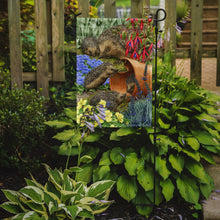 Load image into Gallery viewer, 11 x 15 1/2 in. Polyester Hedgehogs in the Flower Pot Garden Flag 2-Sided 2-Ply