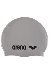Unisex Adult Classic Silicone Swim Cap - Silver/Black