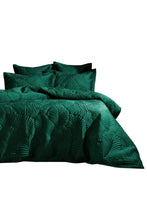 Load image into Gallery viewer, Paoletti Palmeria Velvet Quilted Duvet Set (Emerald Green) (King) (UK - Superking)