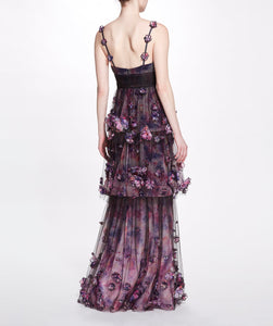 Ombré Tulle Gown - Black Multi