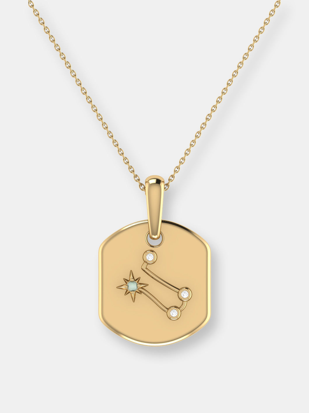Gemini Twin Moonstone & Diamond Constellation Tag Pendant Necklace In 14K Yellow Gold Vermeil On Sterling Silver