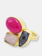 Load image into Gallery viewer, Tara Pearl + Rose Quartz + Pink Banded Onyx Ring