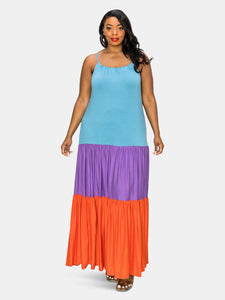 Colorblock Cami Neck Maxi Dress