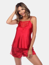 Load image into Gallery viewer, Satin Lace Cami And Shorts Pajama Set