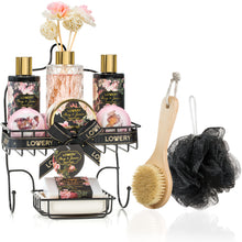 Load image into Gallery viewer, Lovery Home Spa Gift Basket Set - Bath &amp; Shower Caddy -  Luxury Fresh Peony - 11pc