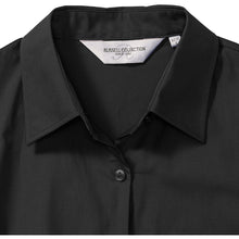 Load image into Gallery viewer, Russell Collection Womens/Ladies Short Sleeve Pure Cotton Easy Care Poplin Shirt (Black)