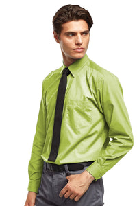 Premier Mens Long Sleeve Formal Plain Work Poplin Shirt (Lime)