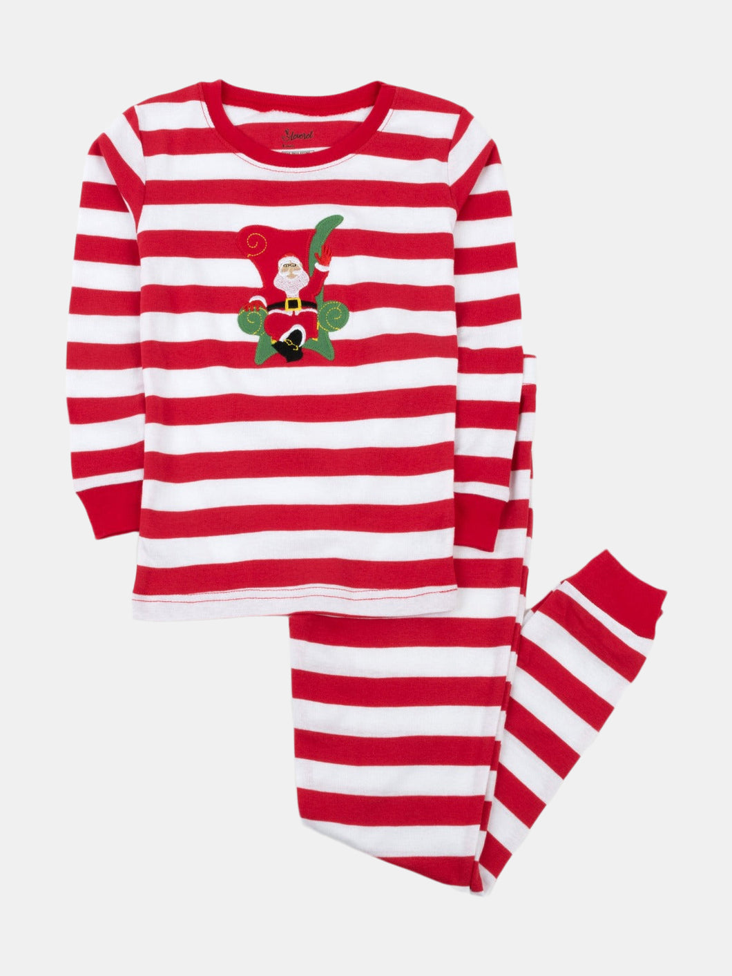 Kids Two Piece Red & White Stripes Santa Pajamas