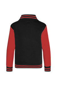 Awdis Kids Unisex Varsity Jacket / Schoolwear (Jet Black/ Fire Red)