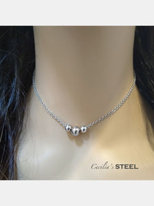 Steel Drops Three Beads Necklace