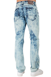 Men's Slim Straight Premium Jeans Light Blue Destroyed & Mended