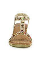 Load image into Gallery viewer, Womens/Ladies Bali Jewelled Wedge Sandals - Gold