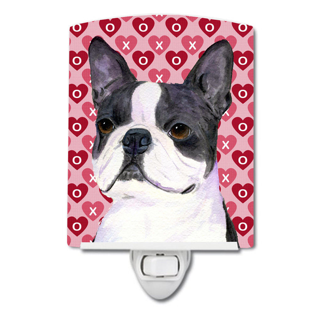 Boston Terrier Hearts Love Valentine's Day Ceramic Night Light