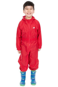 Trespass Childrens/Kids Button Rain Suit (Red)