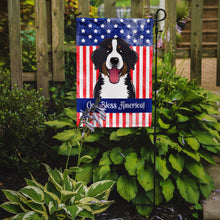 Load image into Gallery viewer, 11 x 15 1/2 in. Polyester American Flag and Bernese Mountain Dog Garden Flag 2-Sided 2-Ply