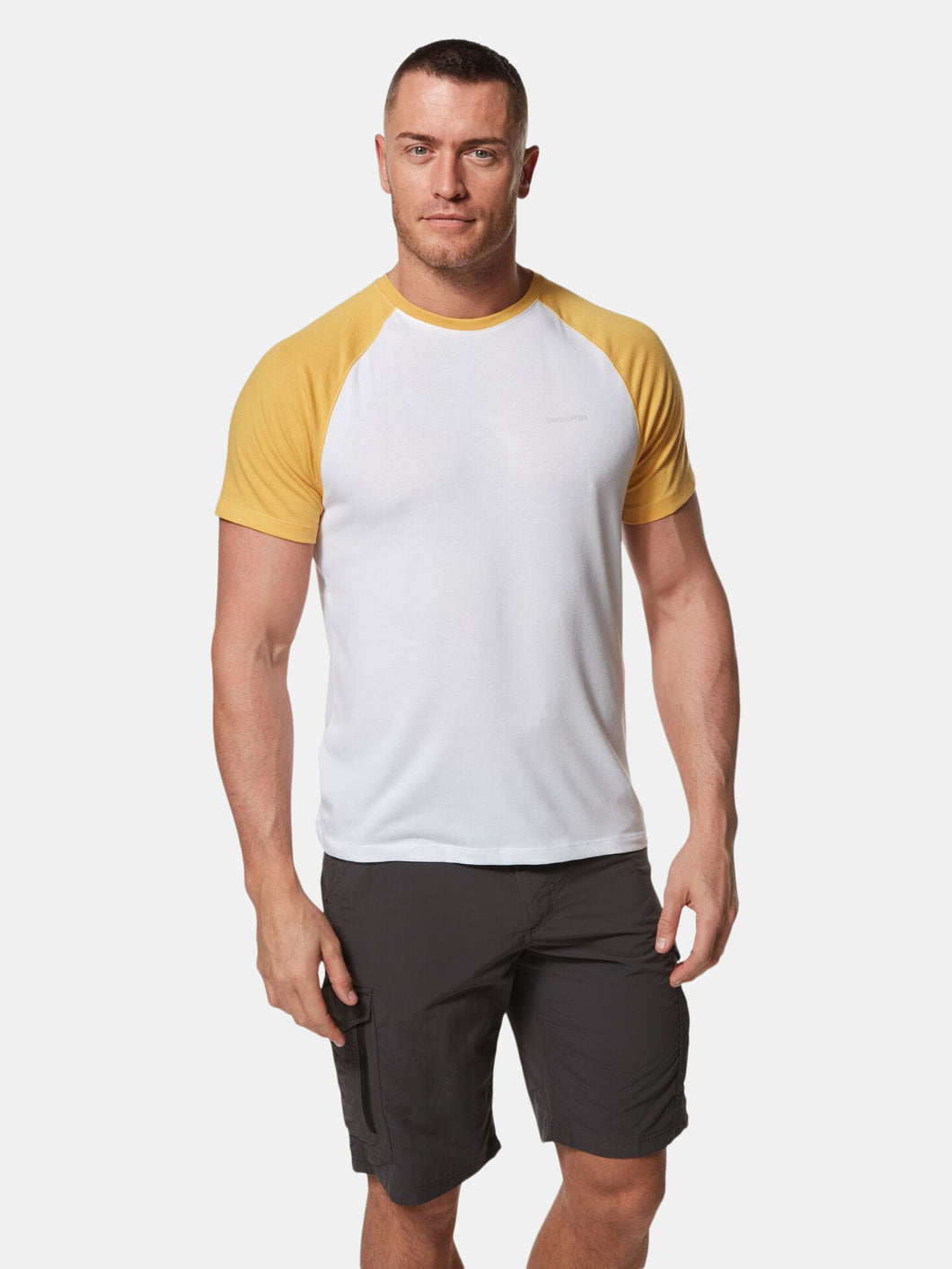 Craghoppers Mens NosiLife Anello Short Sleeved T-Shirt (Indian Yellow/Optic White)