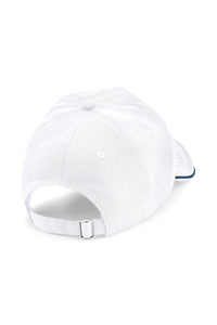 Beechfield Authentic Piped 5 Panel Cap (White/French Navy)