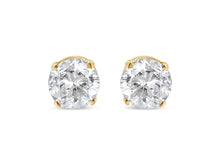 Load image into Gallery viewer, AGS Certified 14K Yellow Gold 1/2 Cttw 4 Prong Set Brilliant Round-Cut Solitaire Diamond Push Back Stud Earrings