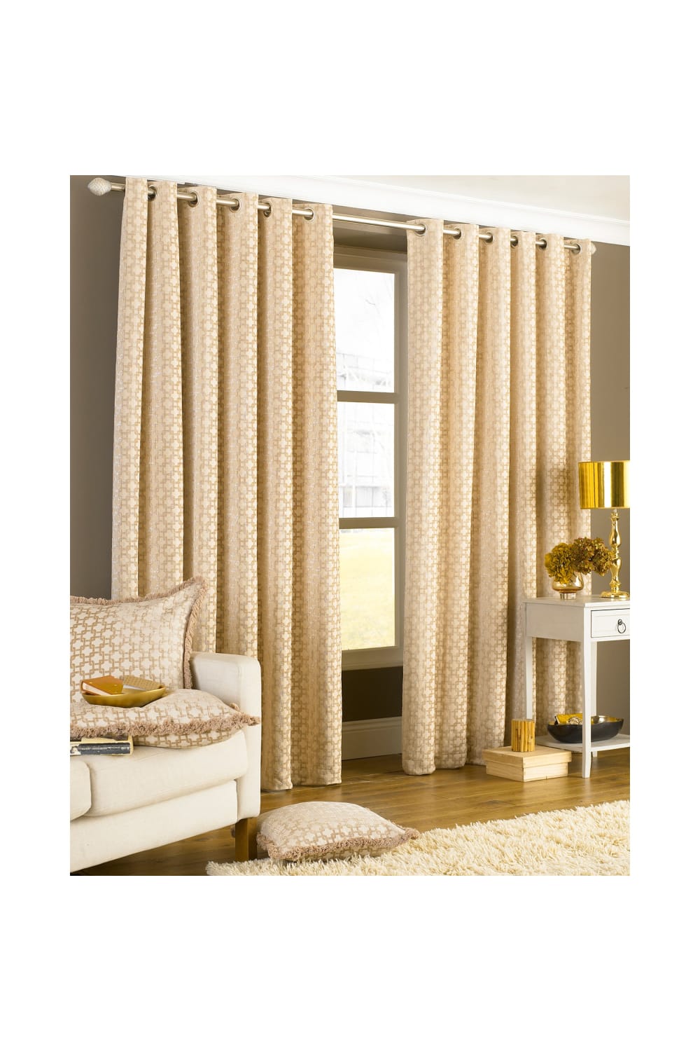 Riva Home Belmont Ringtop Curtains (Beige) (66 x 90 inch)
