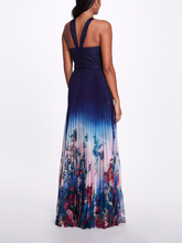Load image into Gallery viewer, Halter Ombre Floral Gown - Navy
