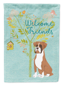 11 x 15 1/2 in. Polyester Welcome Friends Flashy Fawn Boxer Garden Flag 2-Sided 2-Ply