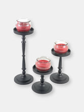 Load image into Gallery viewer, Pillar Candle Holder Set Of 3 Black