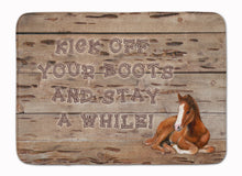 Load image into Gallery viewer, 19 in x 27 in Kick off your boots and stay a while Machine Washable Memory Foam Mat