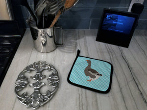 Toulouse Goose Blue Check Pair of Pot Holders