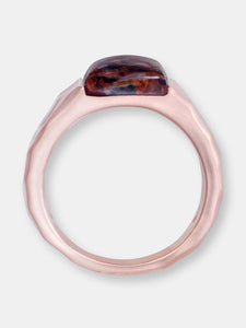 Red Pietersite Stone Signet Ring in 14K Rose Gold Plated Sterling Silver