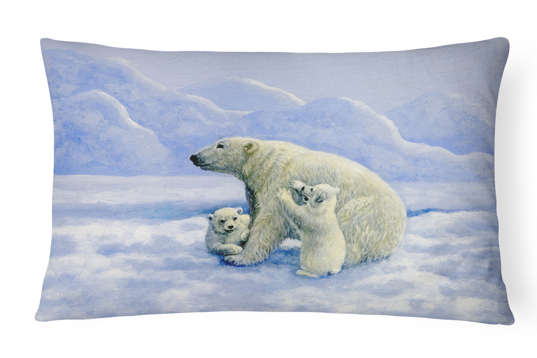 12 in x 16 in  Outdoor Throw Pillow Polar Bears by Daphne Baxter Canvas Fabric Decorative Pillow
