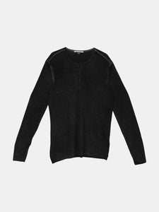 John Varvatos Men's Metal Black Artisan Henley Sweater Pullover - L