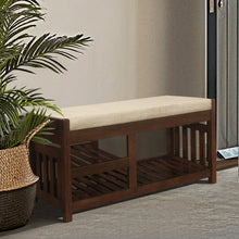 Load image into Gallery viewer, Hakea Dark Walnut Wood Storage Bench With Cushion