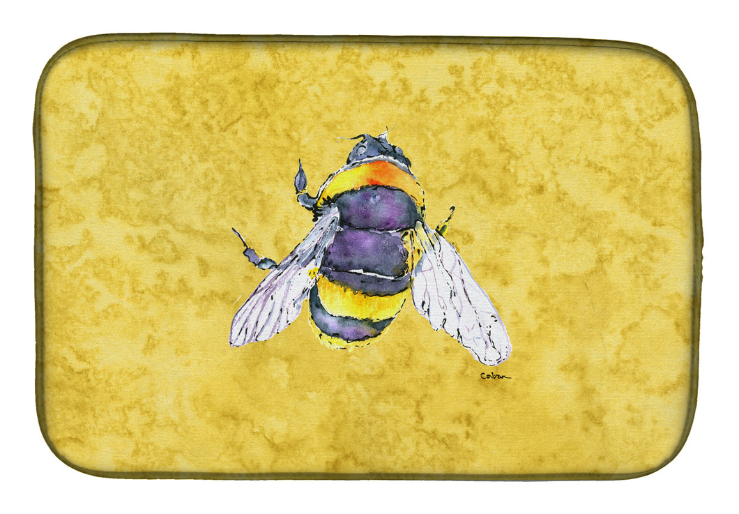 14 in x 21 in Bee on Yellow Dish Drying Mat