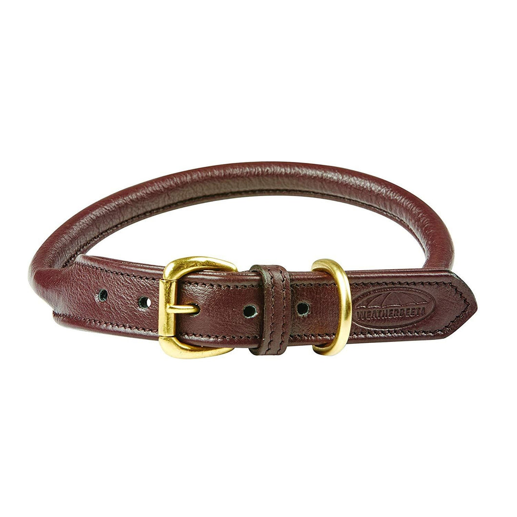 Weatherbeeta Rolled Leather Dog Collar (Brown) (L)