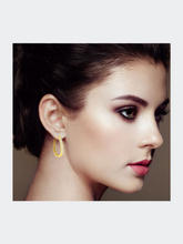 Load image into Gallery viewer, 10K Yellow Gold 1/2 Cttw Round and Baguette-Cut Diamond Hoop Earrings