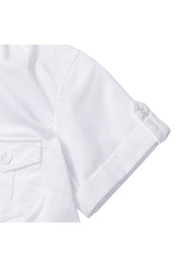 Russell Collection Womens/Ladies Short / Roll-Sleeve Work Shirt (White)